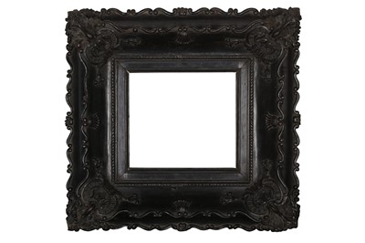 Lot 122 - AN 18TH CENTURY CHINA TRADE, LOUIS XV STYLE EBONISED AND CARVED WOOD FRAME