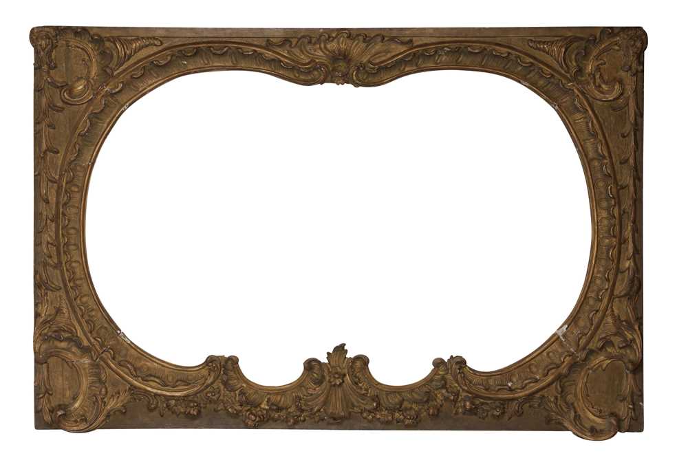 Lot 250 - A FRENCH 18TH CENTURY CARVED AND GILDED ROCOCO FRAME