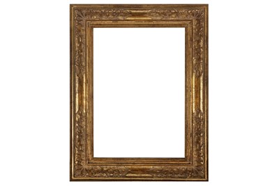 Lot 36 - AN ITALIAN 18TH CENTURY CANALETTO STYLE FORWARD BOLECTION CARVED AND GILDED FRAME