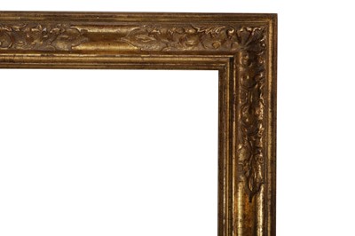 Lot 36 - AN ITALIAN 18TH CENTURY CANALETTO STYLE FORWARD BOLECTION CARVED AND GILDED FRAME