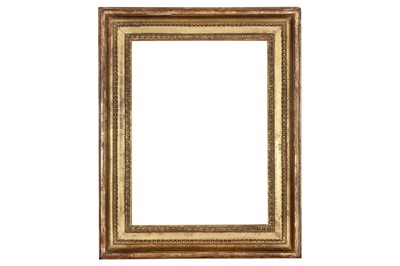 Lot 63 - A FRENCH 19TH CENTURY CARVED AND GILDED NEOCLASSIC FRAME WITH LAMB'S TONGUE AND SHOT DECORATION