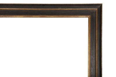 Lot 72 - A NORTH HOLLAND 17TH CENTURY STYLE OAK BACKLIJST PAINTED AND GILDED FRAME OF LARGE PROPORTION