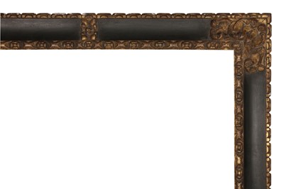 Lot 44 - A SPANISH 17TH CENTURY STYLE REVERSE SCOTIA PROFILE FRAME WITH CARVED AND GILDED CORNERS AND CENTRES