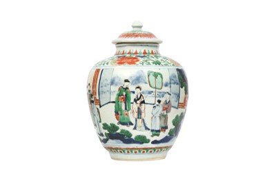 Lot 648 - A CHINESE WUCAI JAR AND COVER.