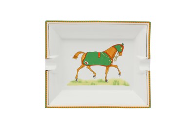 Lot 221 - Hermes Equestrian Green Blanket Limoges Ashtray