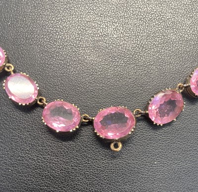 Lot 19 - A PINK PASTE RIVIERE NECKLACE