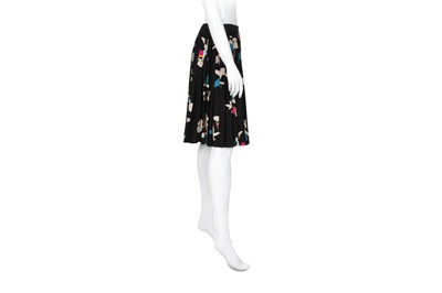 Lot 541 - Chanel Black Silk Print Pleated Skirt