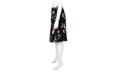 Lot 541 - Chanel Black Silk Print Pleated Skirt