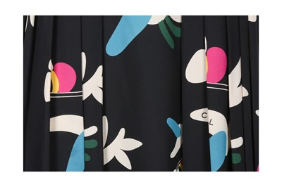 Lot 541 - Chanel Black Silk Print Pleated Skirt
