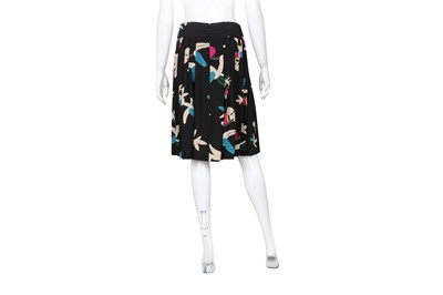 Lot 541 - Chanel Black Silk Print Pleated Skirt
