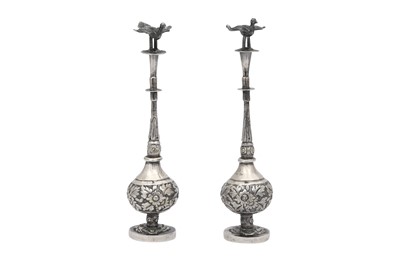 Lot 575 - A PAIR OF MINIATURE CHINESE LOW-GRADE SILVER SPRINKLERS