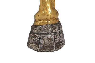 Lot 224 - A THAI DEVOTIONAL BUDDHIST ICON WITH GOLD AND SILVER FOIL