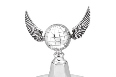 Lot 363 - A large George VI Art Deco sterling silver trophy, Birmingham 1947 by G Bryan and Co