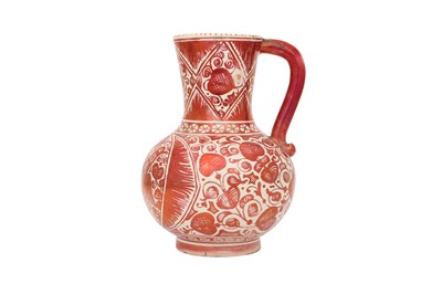 Lot 349 - A CANTAGALLI RUBY LUSTRE-PAINTED POTTERY JUG