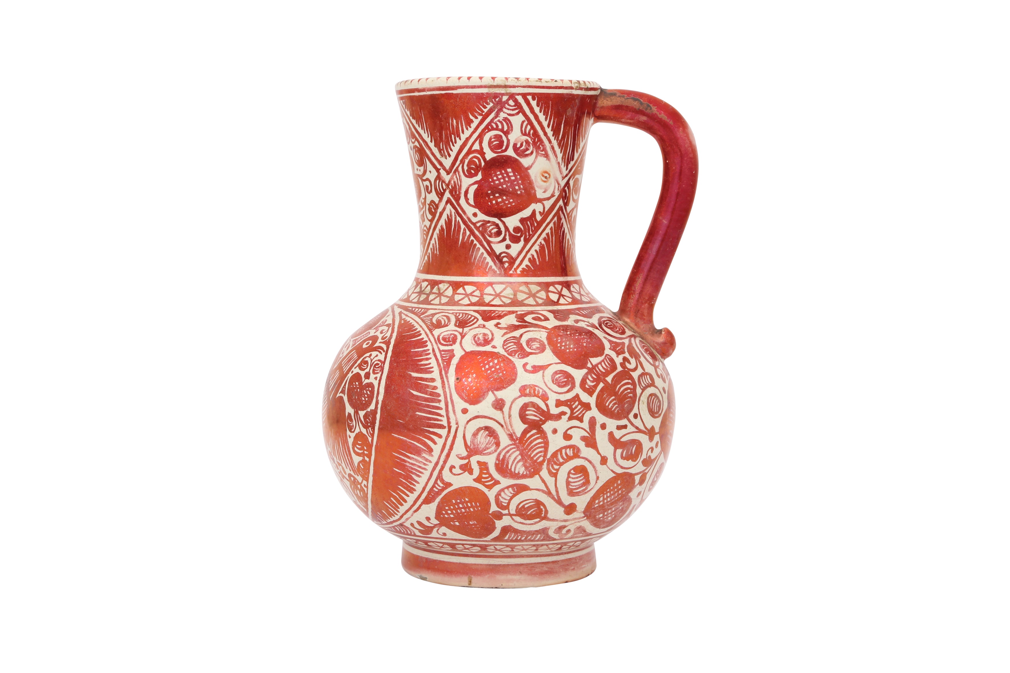Lot 349 - A CANTAGALLI RUBY LUSTRE-PAINTED POTTERY JUG