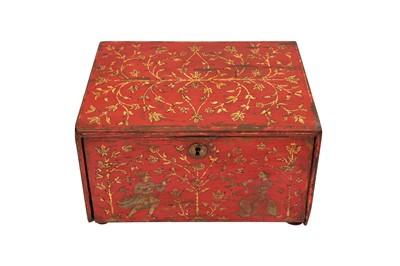 Lot 257 - A LACQUERED GOLD AND POLYCHROME-PAINTED TABLE CABINET