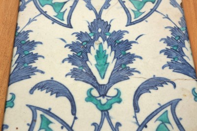 Lot 326 - A DAMASCUS POTTERY TILE WITH LEAFY PALMETTES