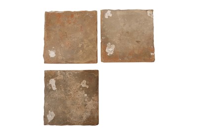 Lot 414 - THREE SAFAVID CUERDA SECA POTTERY TILES WITH ANIMALS