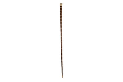 Lot 248 - λ AN INDIAN IVORY-INLAID WALKING STICK WITH CARVED IVORY POMMEL