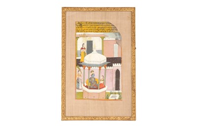 Lot 600 - KRISHNA AND HIS BELOVED IN A COURTLY PAVILLION