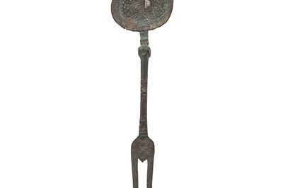Lot 211 - A SILVER-INLAID SPOON AND FORK