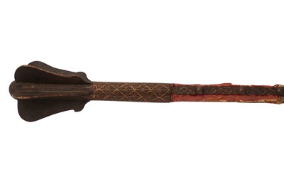 Lot 515 - A GOLD-DAMASCENED STEEL FLANGED MACE