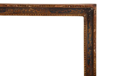 Lot 233 - AN ITALIAN 18TH CENTURY CARVED, PAINTED AND GILDED  SMALL CASSETTA FRAME