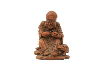 Lot 327 - A CHINESE BAMBOO CARVING OF AN IMMORTAL.