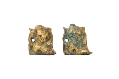 Lot 170 - A PAIR OF CHINESE GILT-BRONZE ‘BEAR’ FITTINGS.
