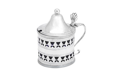 Lot 451 - A George III sterling silver mustard pot, London 1792 by Peter and Anne Bateman (reg. 2nd May 1791) overstruck by Thomas Ollivant of Manchester