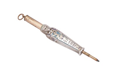 Lot 31 - An early 20th century Continental novelty silver and enamel Egyptian revival propelling pencil, circa 1925
