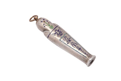 Lot 31 - An early 20th century Continental novelty silver and enamel Egyptian revival propelling pencil, circa 1925