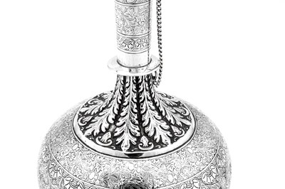 Lot 71 - A late 19th century Anglo – Indian unmarked silver water bottle (surahi), Lucknow circa 1870