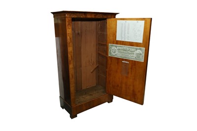 Lot 132 - A NORWEGIAN FIGURED WALNUT SINGLE DOOR CABINET, 19TH CENTURY