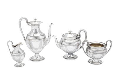 Lot 419 - A Victorian sterling silver four-piece tea and coffee service, Sheffield 1864 and London 1874 by Martin, Hall and Co