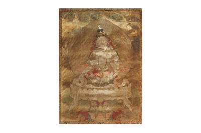 Lot 399 - A TIBETAN THANGKA OF WHITE TARA.