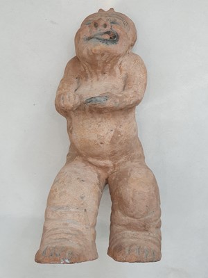 Lot 305 - A LARGE CHINESE POTTERY FIGURE OF A JESTER.