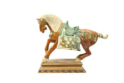 Lot 306 - A CHINESE SANCAI-GLAZED MODEL OF A HORSE.