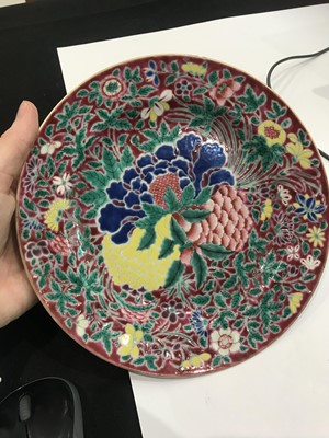 Lot 494 - A CHINESE FAMILLE ROSE 'BLOSSOMS' DISH.