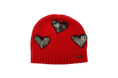 Lot 20 - Burberry Red Wool Heart Beanie