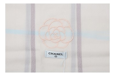 Lot 41 - Chanel Pink Cashmere Tartan Check Scarf