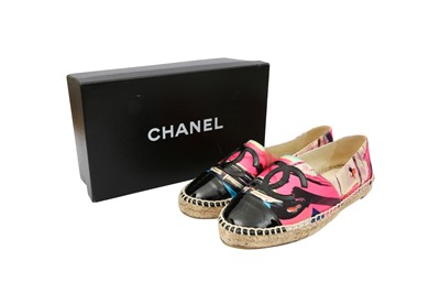 Lot 59 - Chanel Pink Floral Print Espadrilles - Size 39