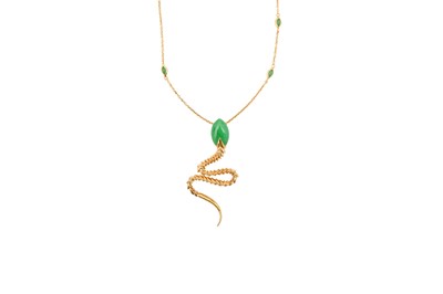 Lot 199 - Rachel Galley Vermeil Large Jade Snake Pendant