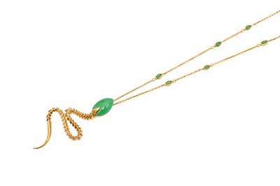 Lot 27 - Rachel Galley Vermeil Large Jade Snake Pendant Necklace