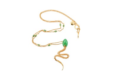 Lot 27 - Rachel Galley Vermeil Large Jade Snake Pendant Necklace