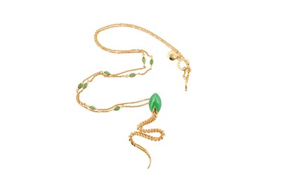 Lot 27 - Rachel Galley Vermeil Large Jade Snake Pendant Necklace