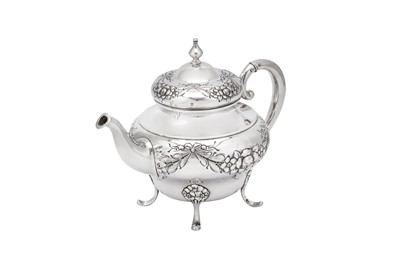 Lot 247 - An early 20th century Norwegian 830 standard silver teapot, dated 1915