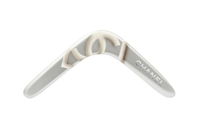 Lot 577 - Chanel Metallic Silver CC Logo Boomerang
