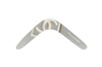 Lot 577 - Chanel Metallic Silver CC Logo Boomerang