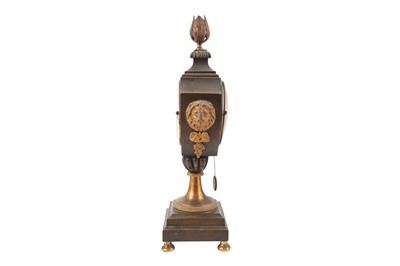Lot 34 - A FRENCH NEOCLASSICAL URN SHAPED BRONZE AND PARCEL GILT MANTEL CLOCK, 19TH CENTURY
